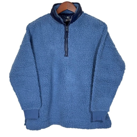 Aerie Womens Oversized Sherpa Pullover Jacket Small Blue - Picture 4 of 11